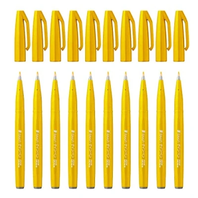 Afbeelding van Pentel SES15C Brush Sign Pen Geel 10 stuks