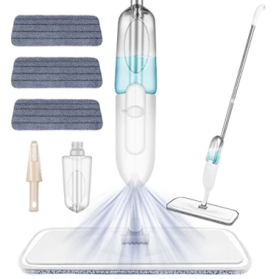 Afbeelding van Sproeiwisser vloerwisser, wisser met sproeifunctie 3 dweilpads en 500 ml watertank, sproeimop voor tegels, laminaat, marmer, hardhout