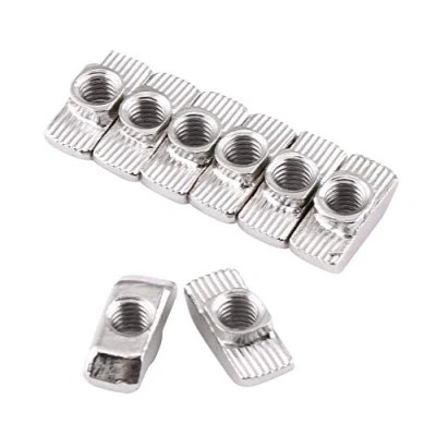 Afbeelding van T moer, 50st moer Europese standaard verzinkt zilver koolstofstaal bevestigingsmiddel extrusiesleuf voor aluminium profiel, M4, M5, M6, M8 (EU20 M5x10x6)