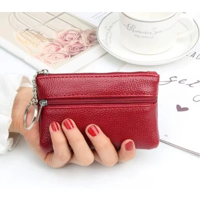 Afbeelding van Actie4you® Sleuteltasje Leren Sleuteletui 1 Sleutelring Portemonnee Muntgeld Rood