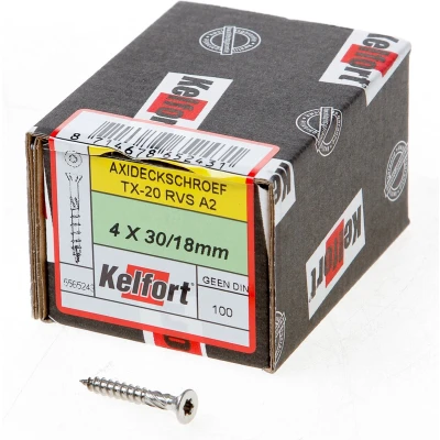 Afbeelding van Kelfort Vlonderschroef platverzonken kop RVS A2 T20 4.0 x 30/18mm