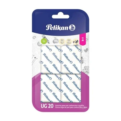 Afbeelding van Pelikan gum Brood UG 20 wit, geschikt voor technische, artistieke en schooltekeningen, kolen grafiet, 4 stuks