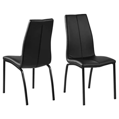 Afbeelding van 15% korting 3 + 1 gratis Leen Bakker Eetkamerstoel Harsa Lederlook Zwart 4 Stuks Stoelen Metaal