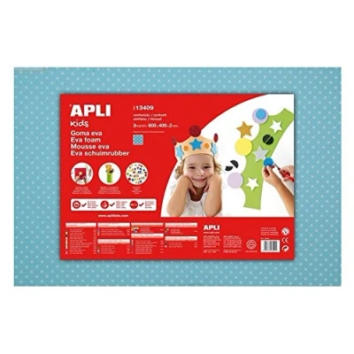 Afbeelding van Apli Kids EVA Foam vellen 60 x 40 cm stippen lichtblauw 3 vel
