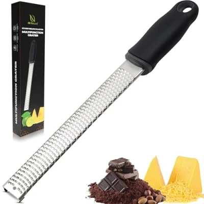 Afbeelding van HI NATURE™ Premium Rasp zester Handrasp lang Citroenrasp Kaasrasp Gemberrasp Knoflookrasp Roestvrij staal Zwart