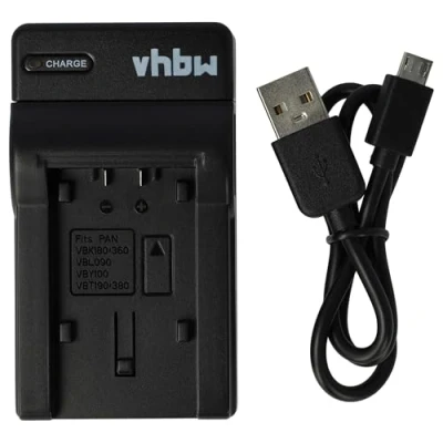 Afbeelding van vhbw USB acculader compatibel met Panasonic VW VBT190, VBT380, VBY100 digitale camera, camcorder, Action Cam accu oplader