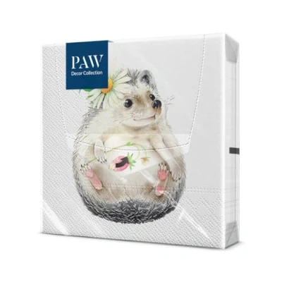 Afbeelding van PAW Papieren Servetten 3 laags (33 x 33 cm) I 20 Stuks Perfect voor Verjaardagen, Feesten, Bruiloften, Communie en Vieringen Tafeldecoratie, Kleurrijke Wild Aardbei Egel