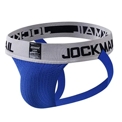 Afbeelding van JOCKMAIL Heren Jockstrap Athletic Supporter Ondergoed Sport Jock Strap Slip, Blauw, L