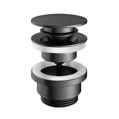 Afbeelding van HotBath Gal Clickplug met schroef rond Geborsteld Gunmetal PVD P710BGP