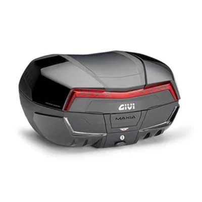 Afbeelding van GIVI topcase Monokey System kofferbak V58NNB Maxia 5 voor scooters en motorfietsen 2 helmen 58 liter achter zwart met rode reflector vier afdekkingen in de kleur grof overschilderbaar