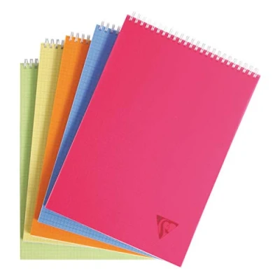 Afbeelding van Clairefontaine 328635C Collectie Linicolor Fresh Spiraal notitieblok A4 21x29,7cm 160 Uitscheurbare Pagina&#039;s kleine Vierkante Ruitjes Wit Papier 90g Transparante cover willekeurige Kleur
