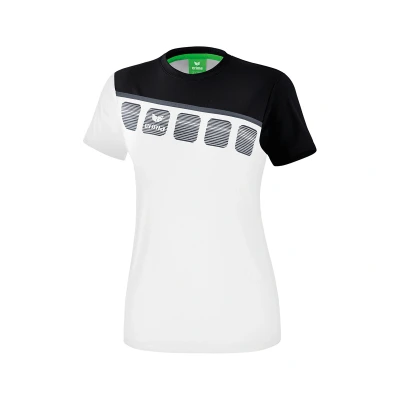 Afbeelding van Erima 5 C T shirt dames wit/zwart/donkergrijs