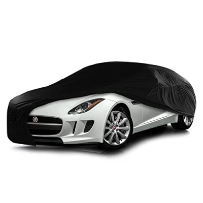 Afbeelding van Cosmos 10323 Indoor Car Cover Elastisch Ademend Stofdicht Volledige Superzachte Bescherming 130gsm Stof in Medium, Zwart
