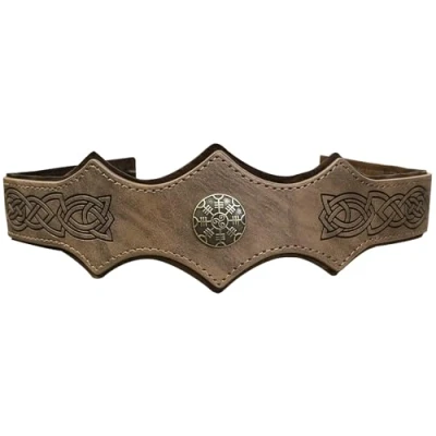 Afbeelding van HiiFeuer Middeleeuws hoofddeksel van imitatieleer in reliëf, Retro Renaissance Verstelbare Hoofdband, Cosplay Kostuum Accessoires voor LARP (Bruin B)