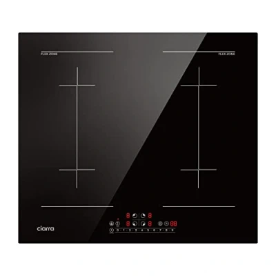 Afbeelding van CIARRA CBBIH4BFF 4 zones inbouw inductiekookplaat met twee flexzones power booster touch bediening kookplaat inductie platen 9 standen 60 cm 7200 W