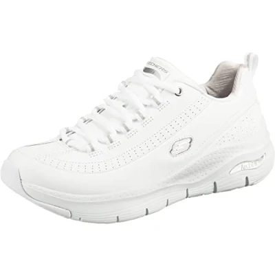 Afbeelding van Skechers Arch Fit Citi Drive Sneaker voor dames, Wit Leer Zilver Trim, 39.5 EU