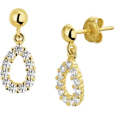 Afbeelding van Trendjuwelier huiscollectie Oorhangers Zirkonia Geelgoud Glanzend 14