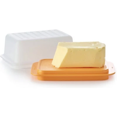 Afbeelding van Tupperware Botervloot Wit Oranje Boterdoosje Botervlootje