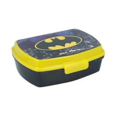 Afbeelding van My sweety pop Broodtrommel Lunchbox Voor kinderen Kleuterschool School Vakantie Maaltijden 17 cm Cadeau idee jongens Batman Zwart/Geel BPA vrij