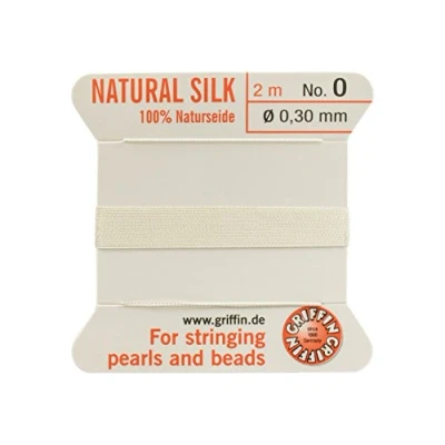 Afbeelding van Griffin 100% Natuurlijke Zijde Kralen Koord String Thread Wit 2 meter met één Naald Maat 0.3mm
