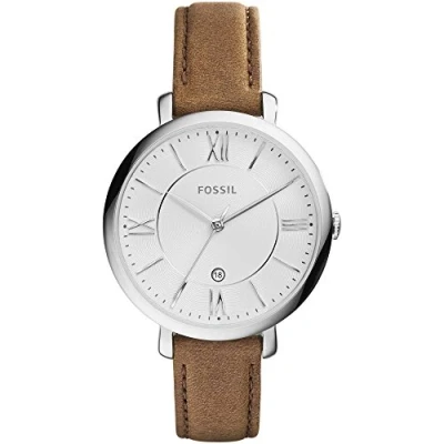 Afbeelding van Fossil Jacqueline horloge voor dames, Quartz uurwerk met roestvrij staal en leren band, Tan zilvertint