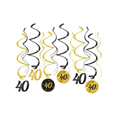 Afbeelding van Hangdecoratie Swirls 40 jaar Classy 70x14cm 6 stuks