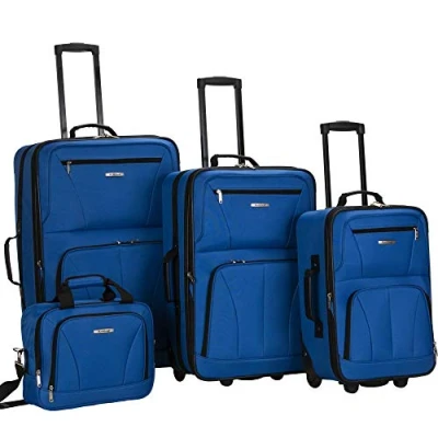 Afbeelding van Rockland Jungle Softside Rechtopstaande Bagage Set, Blauw, Eén maat, Reis Bagageset