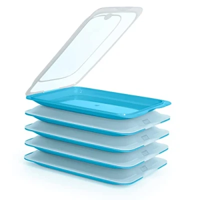 Afbeelding van Hoogwaardige Vershouddozen, vershouddoos voor vleeswaren, vershoud systeem, optimaal te bewaren in de koelkast, afmetingen 17 x 3,2 25,2 cm (5X Blue)