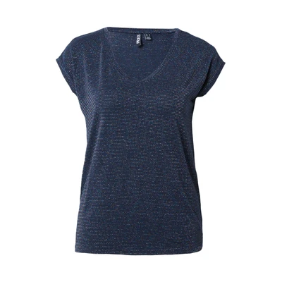 Afbeelding van Pieces T shirt Pcbillo Tee Lurex Stripes Jrs Noos 17078572 Sky Captain Dames Maat XS
