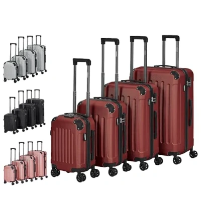 Afbeelding van AREBOS Set van 4 reiskoffers Hard shell koffers S M L XL Rood