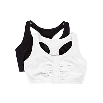 Afbeelding van Fruit of the Loom Racerback sportbeha met sluiting aan de voorkant, 2 stuks, Zwart/Wit, 75