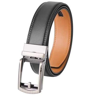 Afbeelding van VRLEGEND Herenriem Ratel Automatische Riem Heren Leer Lederen Verstelbaar voor Pakken Business Formele Kleding 35MM,Cadeau Hem (110cm, Zwart)