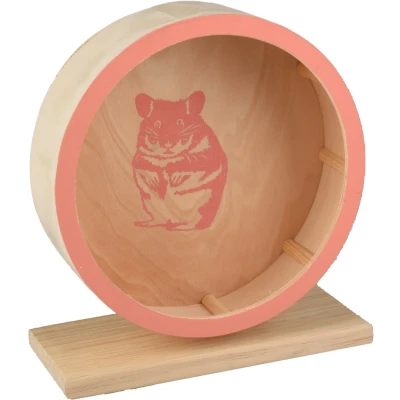Afbeelding van Knaagdier Looprad Danco Hout Zalm Roze dia 19,5 cm