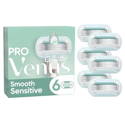 Afbeelding van Gillette Venus Pro Smooth Sensitive Razor Blade navullingen voor dames, verpakking van 5 mesjes een langere, gladde scheerbeurt