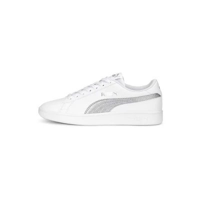 Afbeelding van Puma Unisex Kid&#039;s Smash V2 Metallics Jr Sneaker, Wit Glacial Grijs Zilver, 36 EU