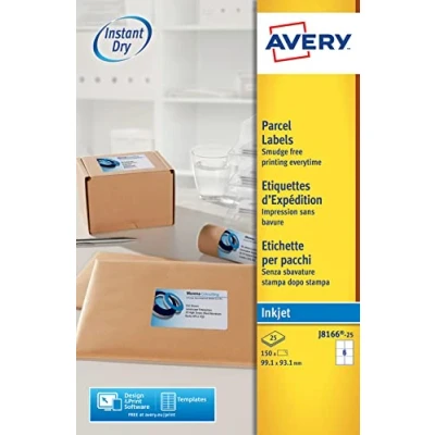 Afbeelding van AVERY Zweckform Sneldrogende adreslabels voor inkjetprinters, 6 per vel 99,1 x 93,1 mm, 150 etiketten wit