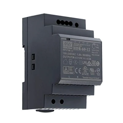Afbeelding van 12 VDC 4,5 A 54 Watt Mean Well HDR 60 DIN rail voeding