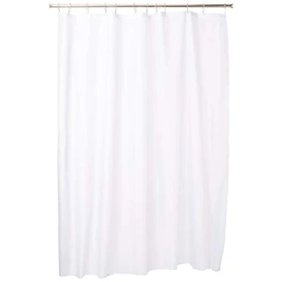 Afbeelding van iDesign douchegordijn van stof, waterdicht met versterkte zoom, wasbaar textiel in de afmetingen 183,0 cm x cm, polyester wit