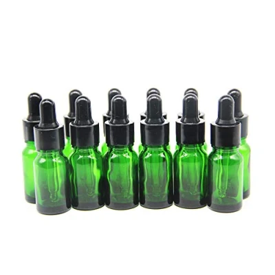 Afbeelding van Yizhao Groen Glazen Druppelflesje 5ml, met Pipet Druppelaar, voor Essentiële olie, Aromatherapie, Cosmetica, Laboratorium, Apotheek, Reizen, Massage 12 Stuks