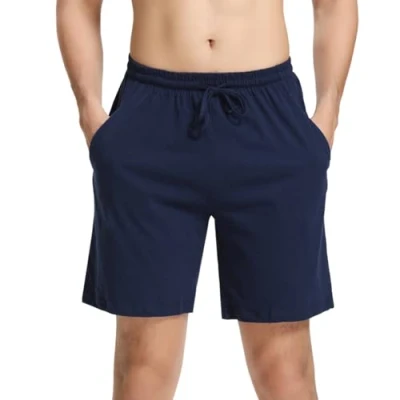 Afbeelding van Aseniza Korte pyjamabroek voor heren, katoen, bermuda, slaapshorts, pyjamabroek, zomerslaapbroek, vrijetijdsbroek mannen, b Blauw, XXL