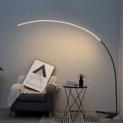 Afbeelding van Kosilum Avellino Grote staande lamp, gebogen led warm wit, verlichting, woonkamer, slaapkamer, keuken, hal, 24 W, 2000 lm, geïntegreerde led, IP20