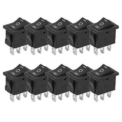 Afbeelding van Elprico tuimelschakelaar, 10 stuks KCD1 mini tuimelschakelaars 3 pins positie vierkante boot aan uit voor huishoudelijke apparaten