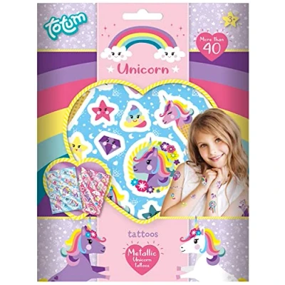 Afbeelding van 12x Stickerset Totum Unicorn metallic tattoo