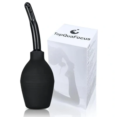 Afbeelding van TopQuaFocus 10oz siliconen klysma lamp kit voor mannen vrouwen dubbele punt reiniging comfortabele anale vaginale douche koffie klysma&#039;s douchekop 4,8 &#039;tips (zwart)