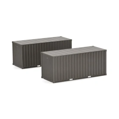 Afbeelding van herpa Accessoires 2 x 20 ft container leger, grijs bruin (onbedrukt) in schaal 1:87, modelbouw, miniatuur, kunststof