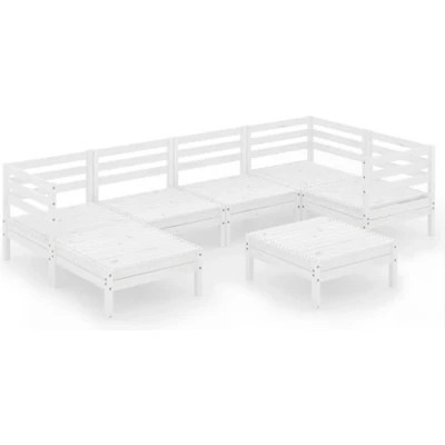 Afbeelding van vidaXL 7 delige Loungeset massief grenenhout wit
