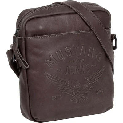 Afbeelding van MUSTANG Leren Schoudertas Valencia Sion Shoulder Bag Brown Donkerbruin