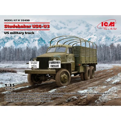Afbeelding van 1:35 ICM 35490 US military truck Studebaker 6 U3 Plastic Modelbouwpakket