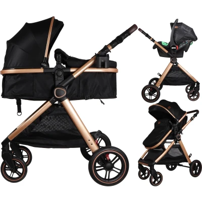 Afbeelding van Ding Liam Black/Rose 3 in 1 Combi Kinderwagen Incl. Autostoel DI 381712
