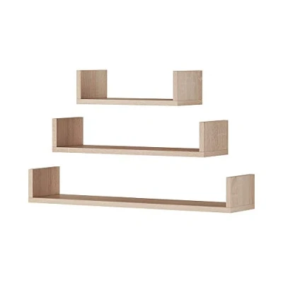 Afbeelding van Selsey KASSI wandrek set van 3/3 minimalistische hangrekken met verhoogde randen, 80/60/40 cm breed (Sonoma)